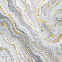 abstract texture imitating marble with undulating patterns in shades of gray and white. Golden veins add luxury and sophistication, creating a smooth glossy effect
