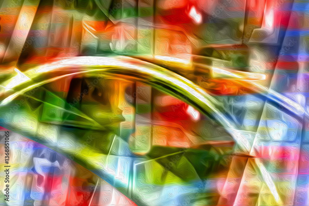 Poster a multicolor abstract artwork of random shape and form with paint brush strokes