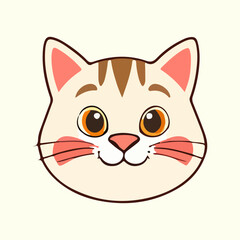 Cute cat face illustration vector white background