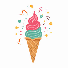 Set ice cream on a white background, Ice cream vector