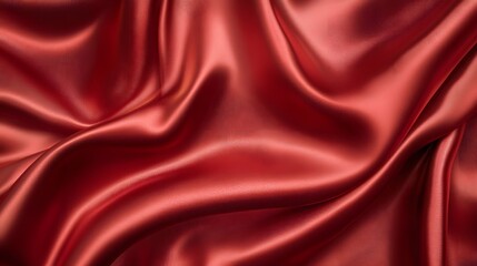 Fototapeta premium Luxurious Red Silk Silky Satin Fabric with Wavy and Shiny Texture