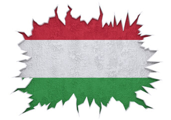 Hungary flag inside cracked wall 