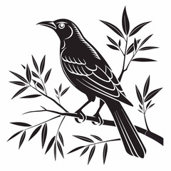 weaverbird black silhouette icon vector