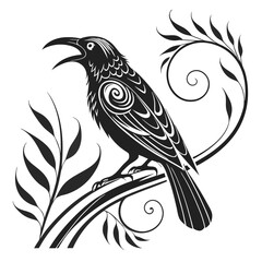 weaverbird black silhouette icon vector