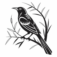 weaverbird black silhouette icon vector