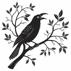 weaverbird black silhouette icon vector