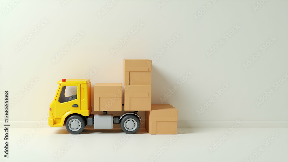 Poster 3d flat icon of shipping crates & cost management table for logistics