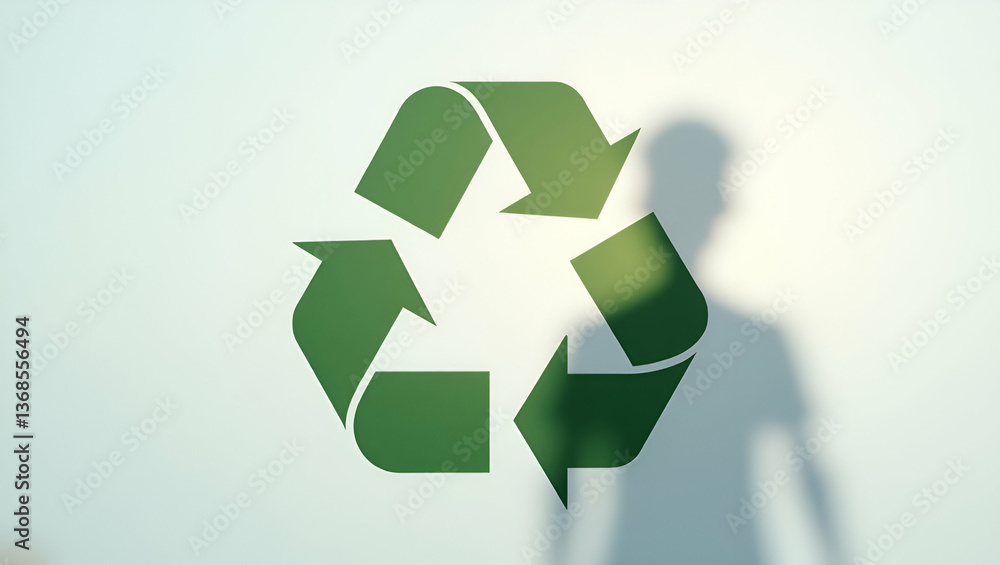 Poster 3d flat icon of a person with recycling symbol: a double exposure concept representing environmental