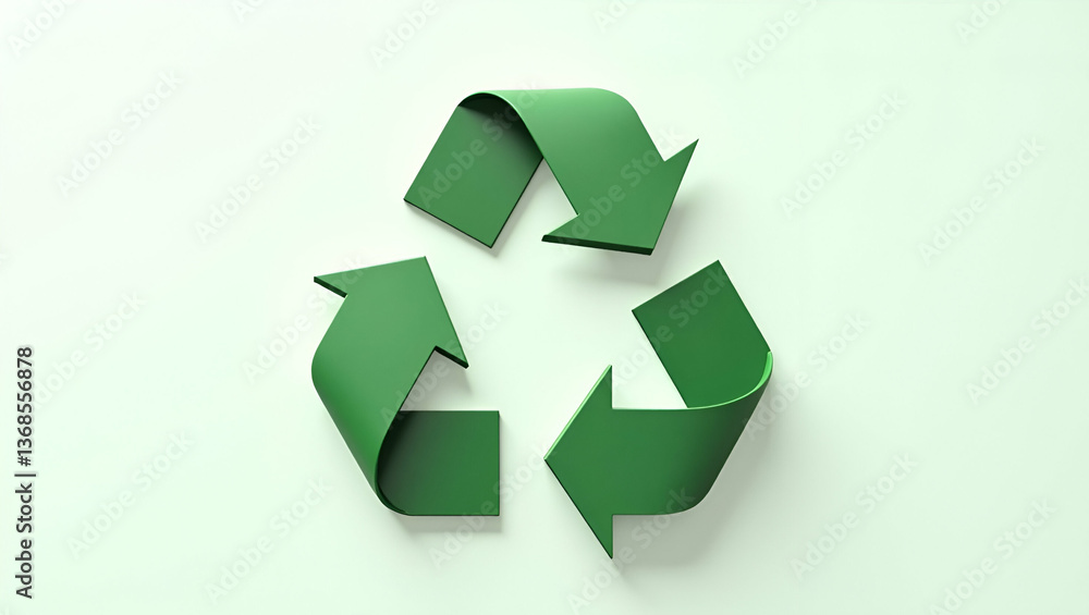 Poster 3d flat icon of person with recycling symbol: environmental responsibility concept with copy space
