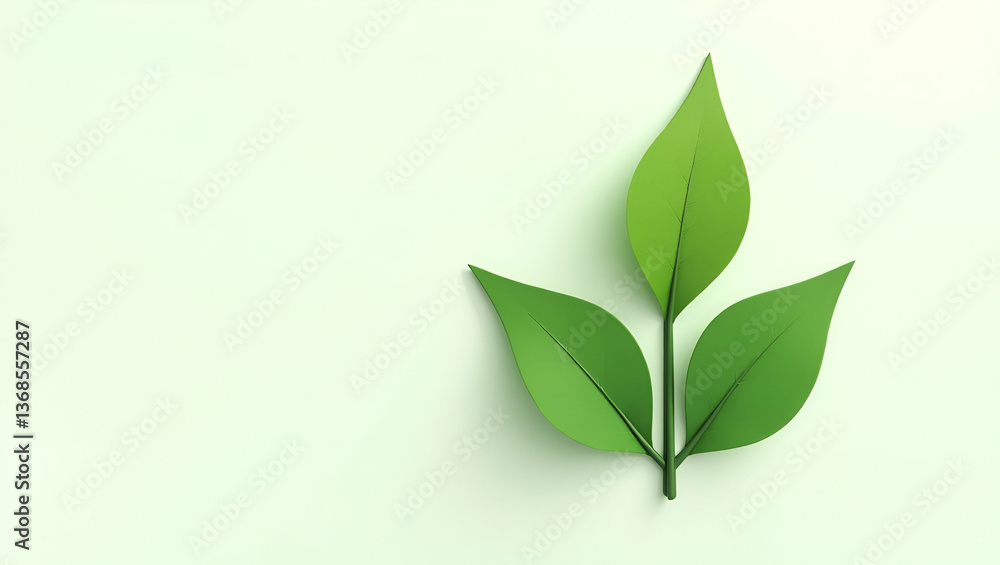 Poster 3d flat icon as person and green leaves symbolizing connection with nature and growth in double expo