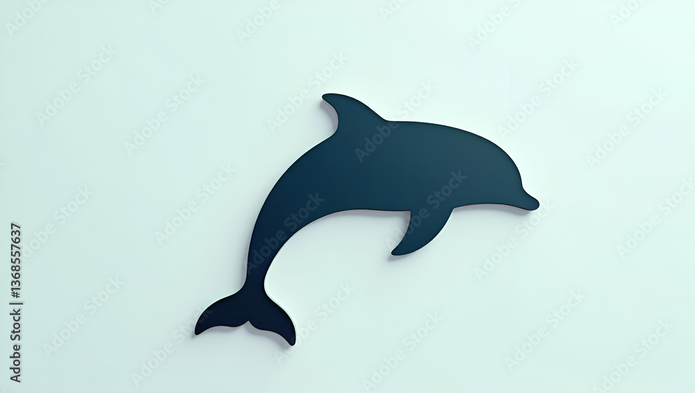 Poster 3d flat icon as silhouette of a dolphin and a savings account symbolizing secure savings in double e