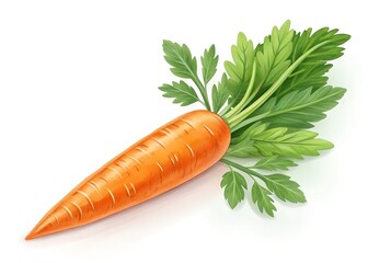 Vibrant Carrot: A brightly colored carrot, complete with fresh green foliage. A visual representation of health and freshness, inviting viewers to a world of healthy eating