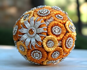 Orange Ribbon Jewel Bouquet.