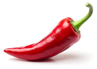 Vibrant Chili Pepper: A singular, flawlessly vibrant red chili pepper, standing out with its vivid hue and appealing form, ready to bring spice and flavor to your culinary ventures.