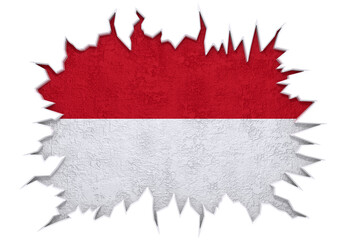 Indonesia flag inside cracked wall