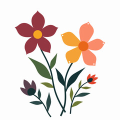 Set of flowers, set of vector flowers on a white background