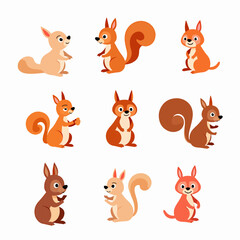Set of squirrels vector illustrations on white background	
