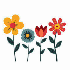 Set of flowers, set of vector flowers on a white background