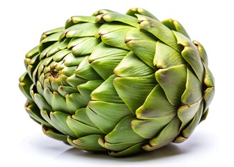 Fototapeta premium A Culinary Marvel: Unveiling the intricate layers of a fresh, vibrant artichoke, a culinary delight showcasing its natural beauty and texture.