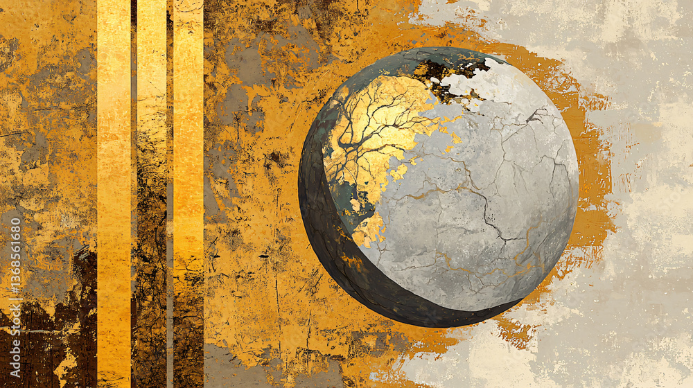 Poster a textured yellow and gray wall creating an abstract artistic background that evokes emotion and tho