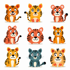Set of animals tiger illustration
