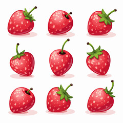 Set of strawberry vector illustrations on white background	