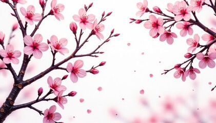 Obraz premium Intricate sakura branch pattern, white & pink, repeating design , pattern, sakura branch
