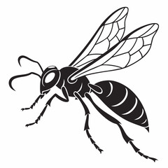 wasp black silhouette icon vector