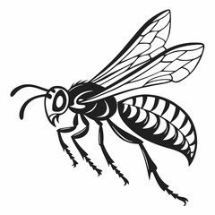 wasp black silhouette icon vector
