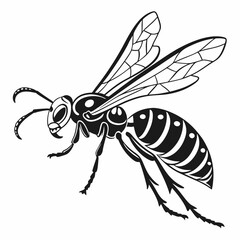 wasp black silhouette icon vector