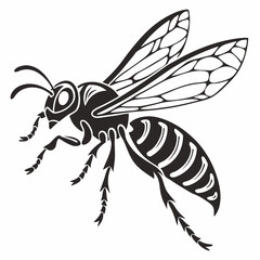 wasp black silhouette icon vector