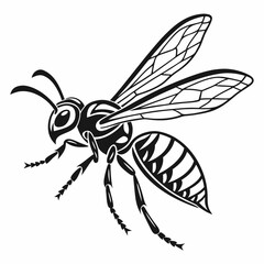 wasp black silhouette icon vector
