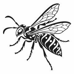wasp black silhouette icon vector
