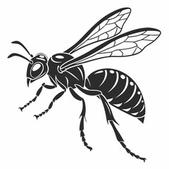 wasp black silhouette icon vector