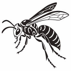 wasp black silhouette icon vector