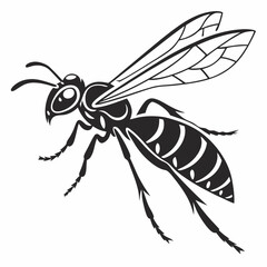 wasp black silhouette icon vector