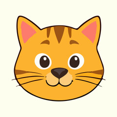 Cute cartoon cat head vector art illustration