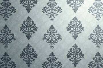 Subtle gray damask pattern with a classic arabesque design , fabric, vector, gray