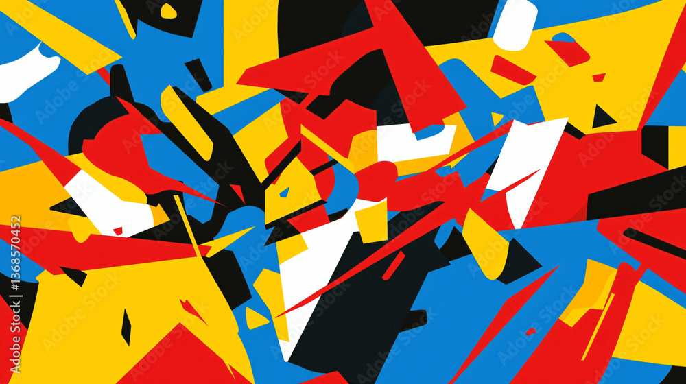 Aufkleber vibrant colors and fragmented shapes layered in a unique way to create a colorful abstract pattern w