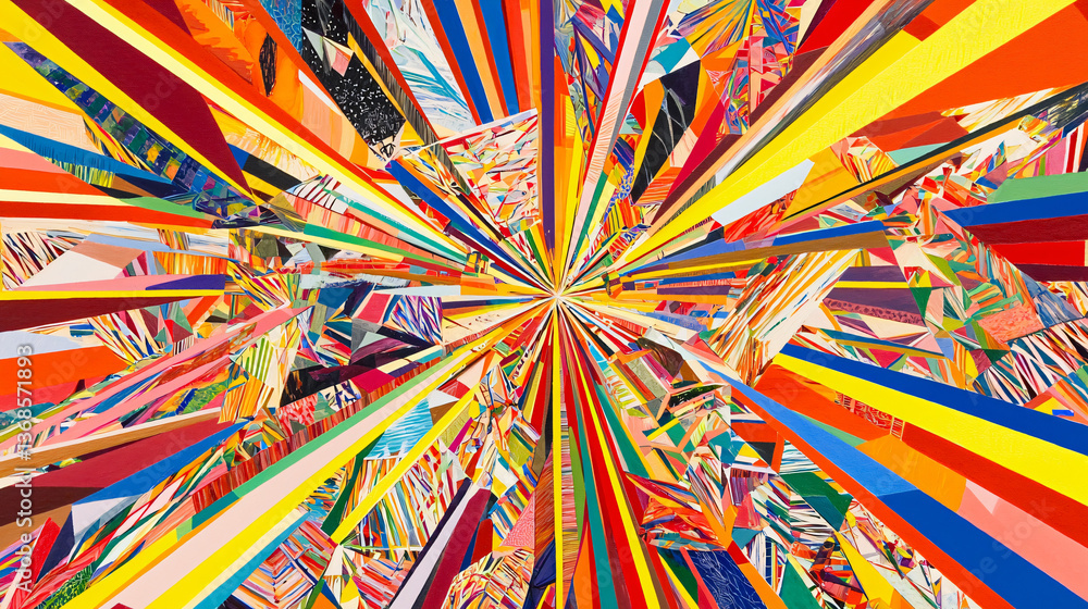 Aufkleber colorful abstract artwork featuring vibrant geometric patterns scattered across the canvas creating 