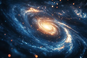 Galactic chart mapping the positions of distant stars in a spiral galaxy, with swirling patterns and glowing dots representing stars, set against a dark cosmic backdrop
