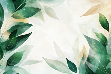 Fototapeta premium Elegant minimalist botanical background nature digital art soft green palette