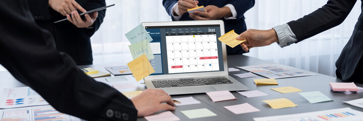 Calendar on computer software application for brisk schedule planning for personal organizer and online business