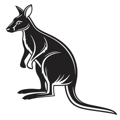 wallaby black silhouette icon vector