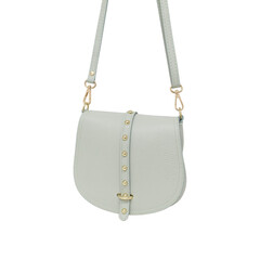 Fashionable feminine leather lady background white