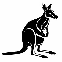 wallaby black silhouette icon vector