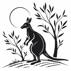 wallaby black silhouette icon vector