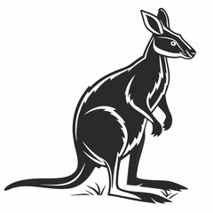 wallaby black silhouette icon vector