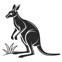 wallaby black silhouette icon vector