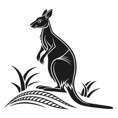 Wallaby black silhouette icon vector